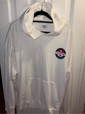 Vuarnet White Hoodie with Navy and Red Badge